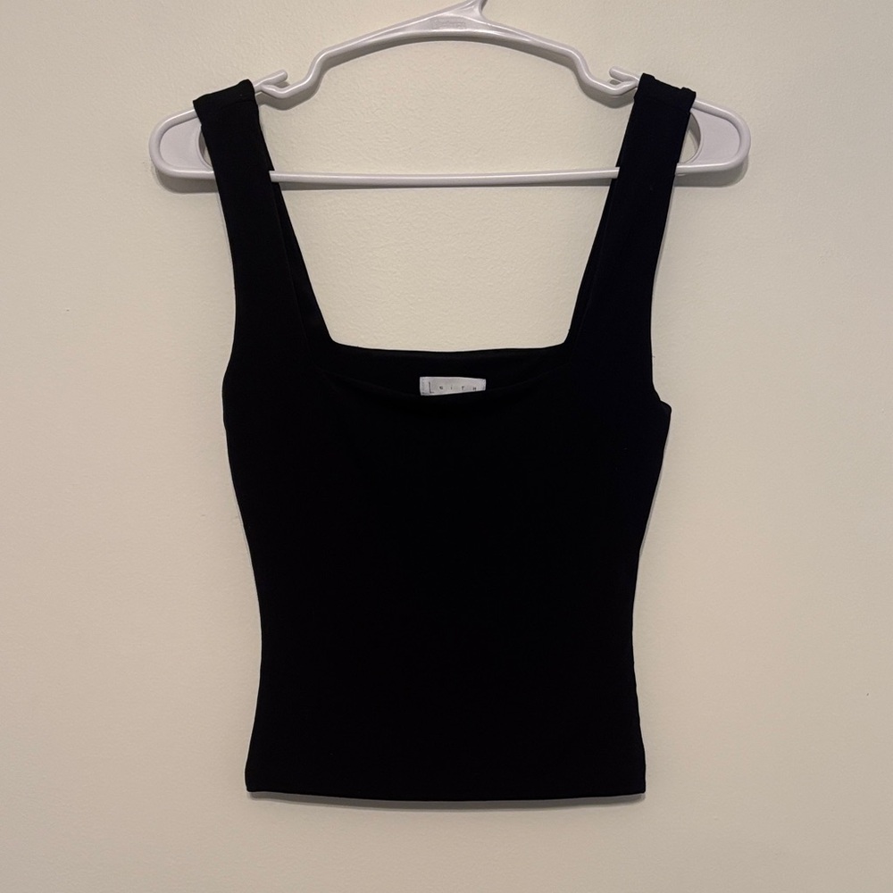 Leith Black Square Neck Cropped Tank